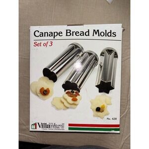 Bread Molds Set of 3 Star Heart Flower Tinned Steel Holiday Baking Bakeware Cook